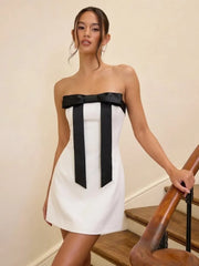 Bandeau Bowknot Mid Rise A-line Mini Dress