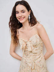 Ruffles Trim Tie Corset Dress