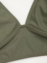 V-neck Solid Bracelet Cheeky Shaping Bikini Swimsuit Curve & Plus