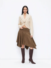 Knit V-neck Long Sleeve Twisted Crop Top