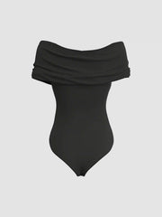 Solid Off-shoulder Bodysuit