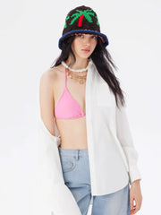 COCONUT TREE KNITTED BUCKET HAT