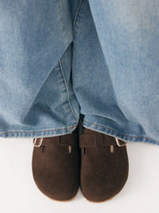 FAUX SUEDE BUCKLE FLATS