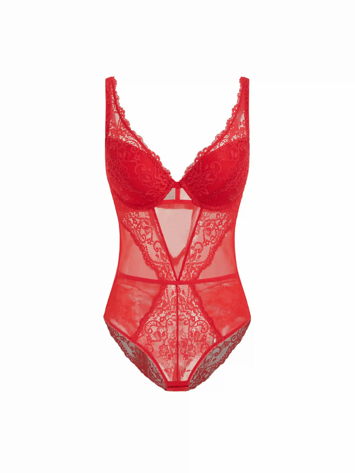 Lace V-neck Cut Out Bodysuit