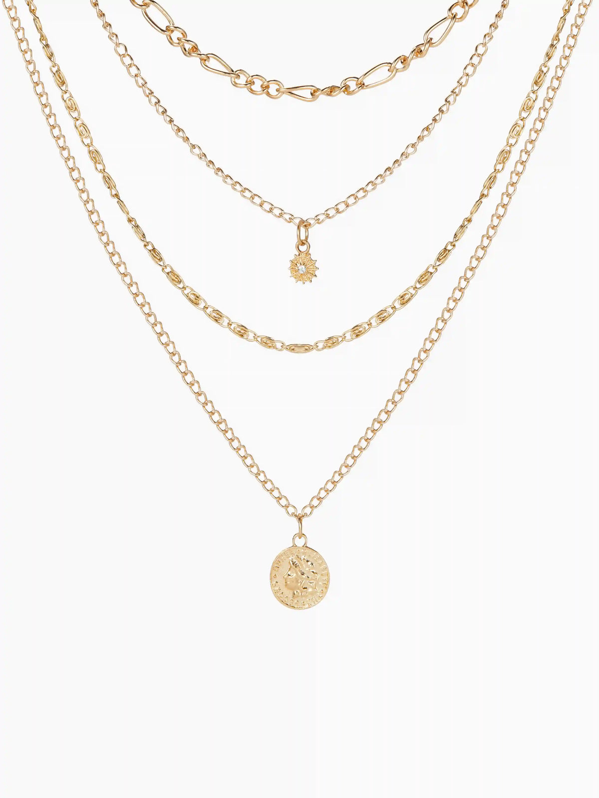 SUN & ZIRCON PENDANT LAYERED NECKLACE