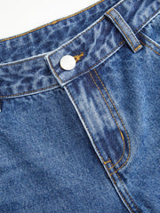 Denim Low Rise Cut Out Wide Leg Jeans