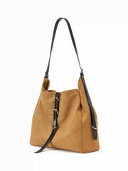 FAUX SUEDE BUCKLE TOTE BAG