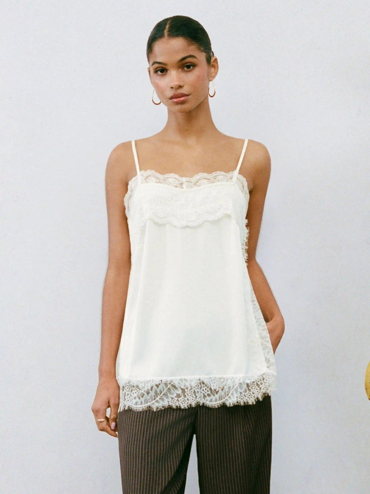 Square Neck Lace Trim Oversized Cami Top