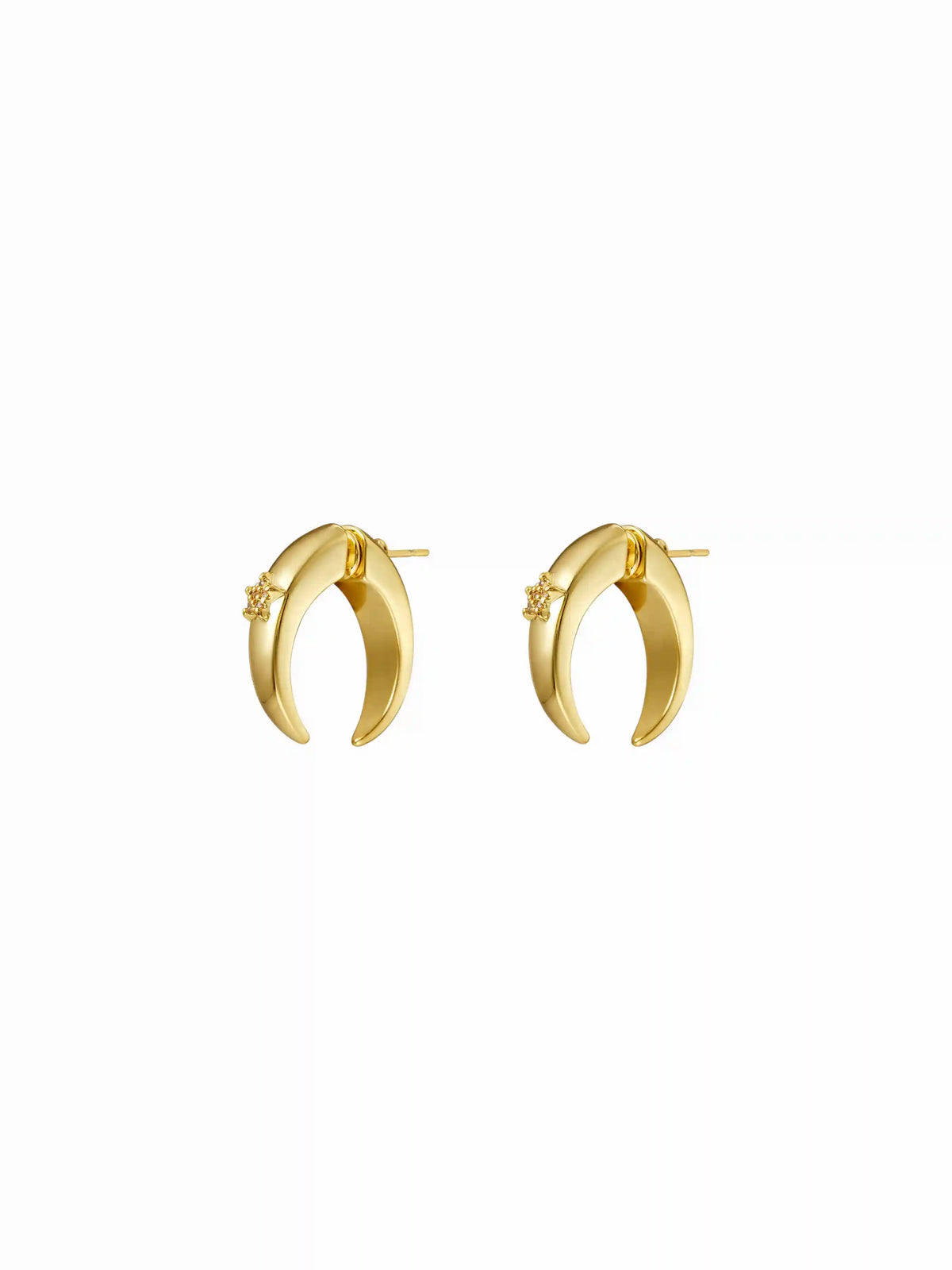 C-SHAPED RHINESTONE DECOR STAR STUD EARRINGS