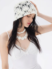 FLORAL LACE BEANIE HAT
