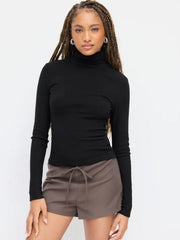 Thermal Cotton-blend Turtleneck Long Sleeve Tee