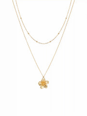 FLOWER PENDANT LAYERED NECKLACE
