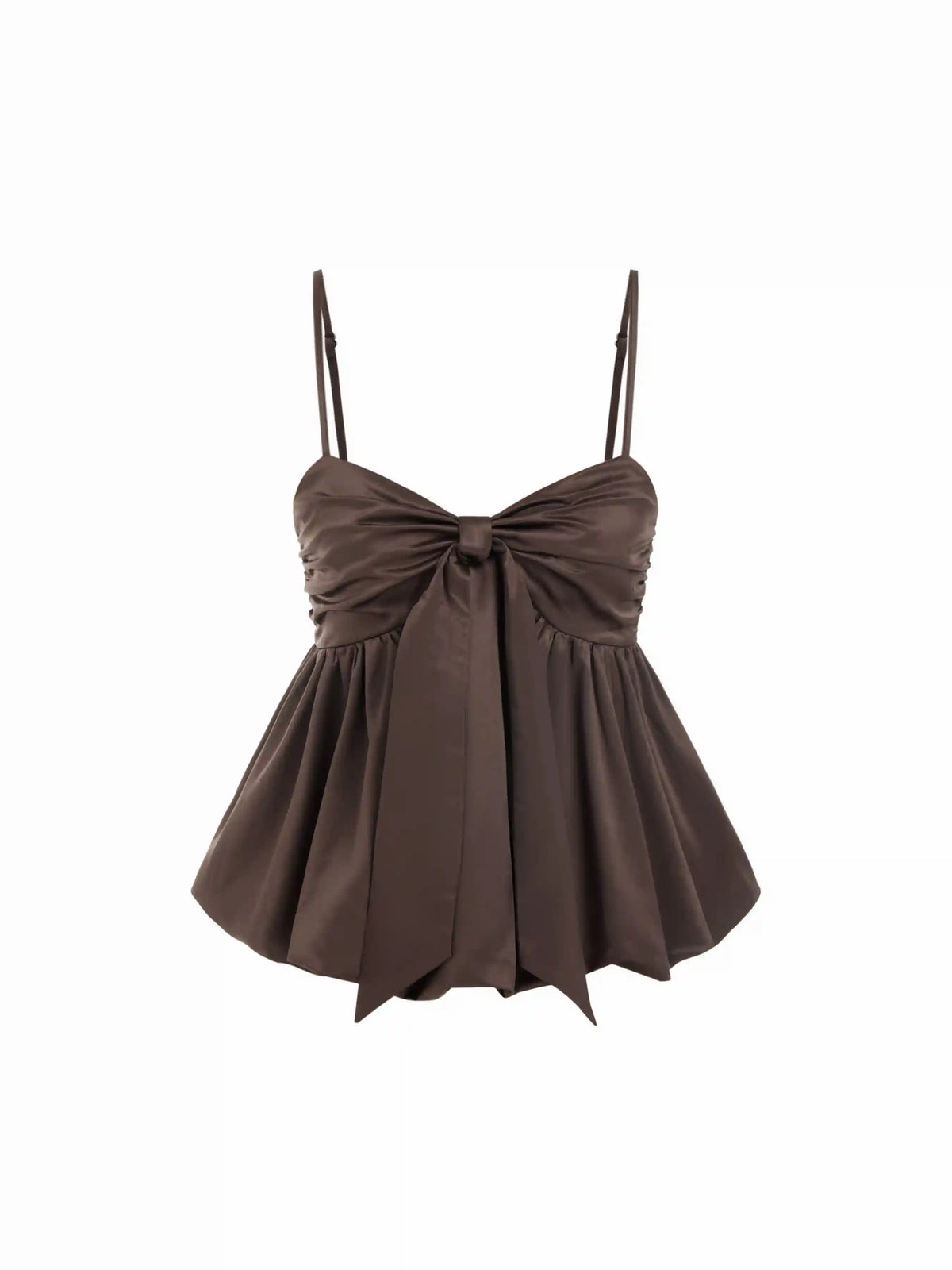 Satin Bowknot Bubble Hem Cami Top