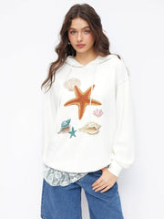 Jersey Sea Life Graphic Drawstring Hoodie