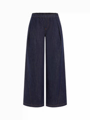 Washed Denim Low Rise Straight Leg Trousers