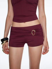 Low Rise Twist Knotted Metal Detail Micro Shorts