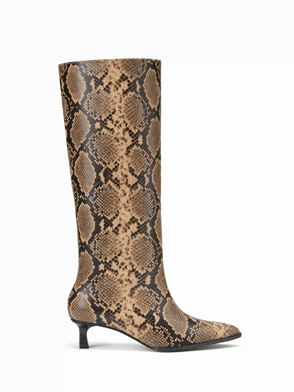 POINTED-TOE SNAKE PATTERN KNEE HIGH BOOTS