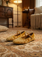 ROUND TOE EMBROIDERED  MARY JANE SHOES