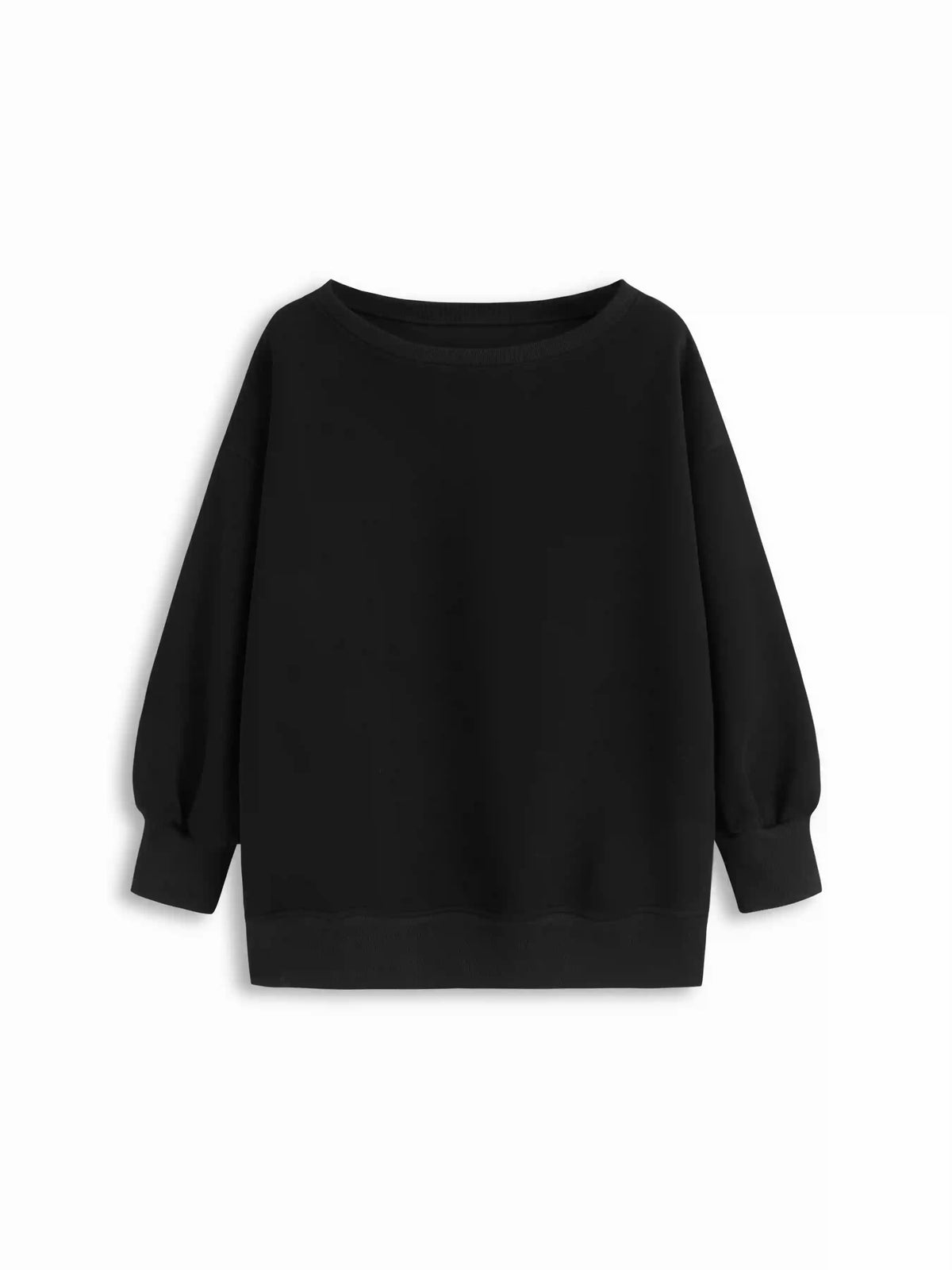 Cotton-blend Terry Round Neckline Long Sleeve Oversized Sweatshirt