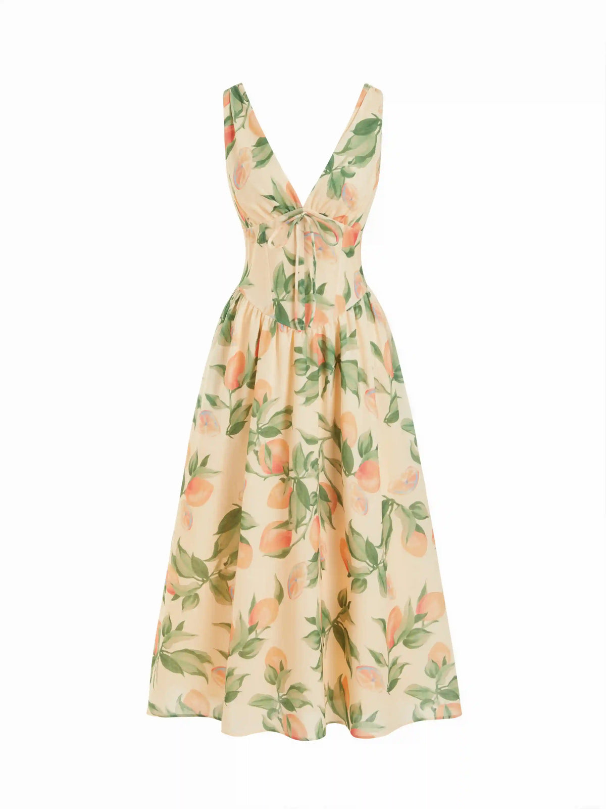 Fruit Graphic V-neck High Rise Draped Flared Maxi Dress