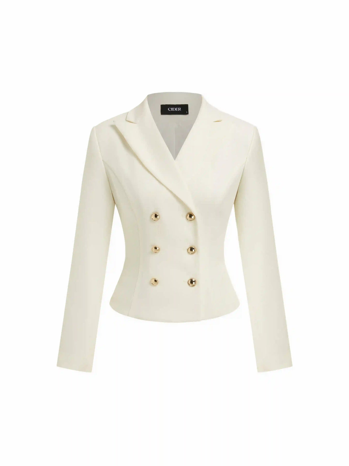 Notched Collar Double Breasted Waist Blazer