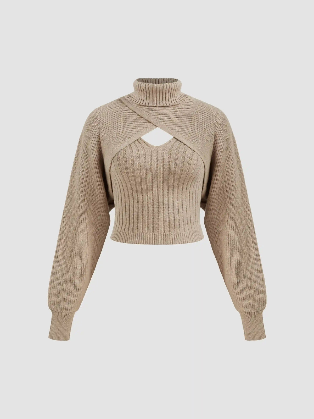 Knit High Neck Wrap Shrug & Cami Top