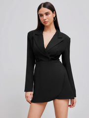Collar Solid Button Mini Dress