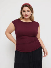 Boat Neck Ruched Tank Top Curve & Plus