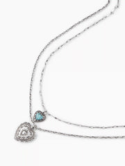LAYERED HEART PENDANT CHAIN NECKLACE
