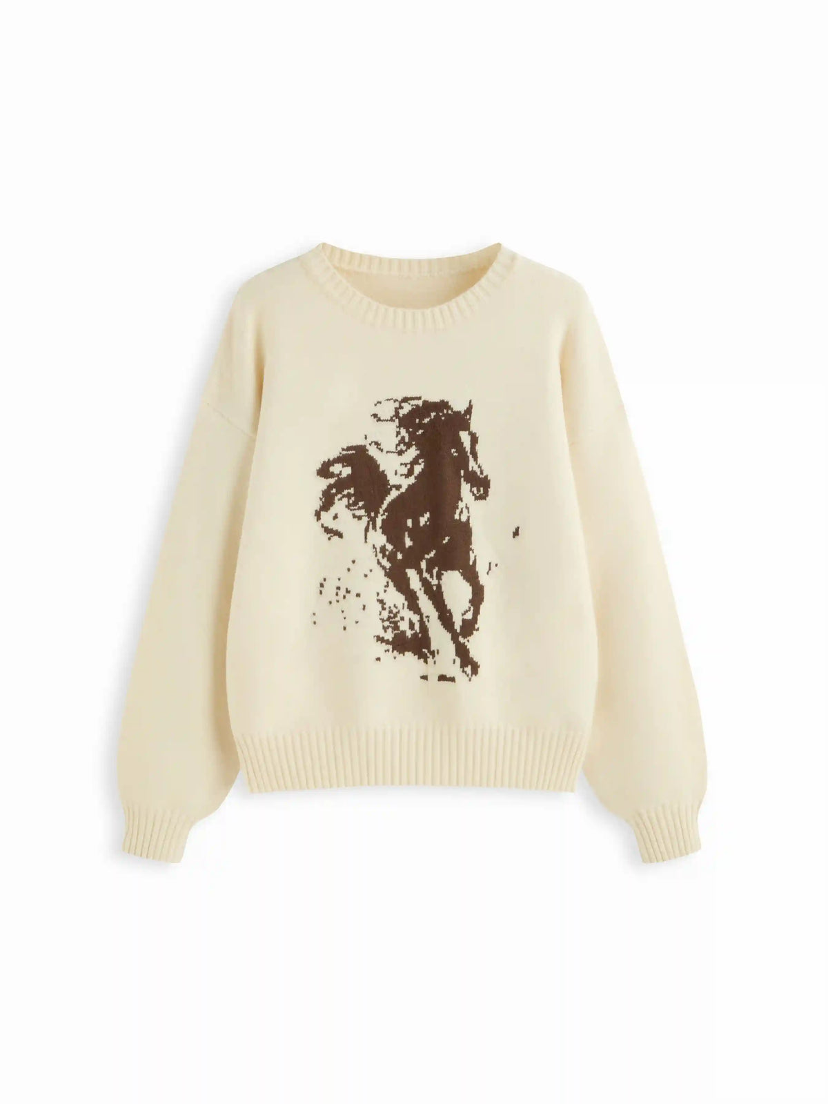 Oversized Horse Graphic Knit Long Sleeve Top
