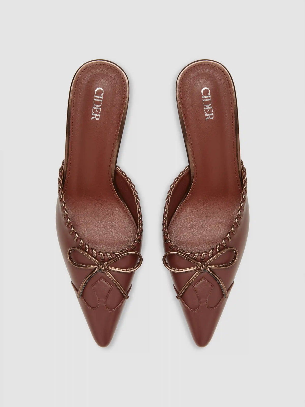 BOWKNOT BRAIDED DECOR MULE HEELS
