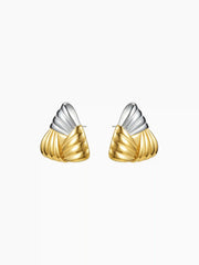 TRIANGLE BRAIDED 18K GOLD PLATED STAINLESS STEEL STUD EARRINGS
