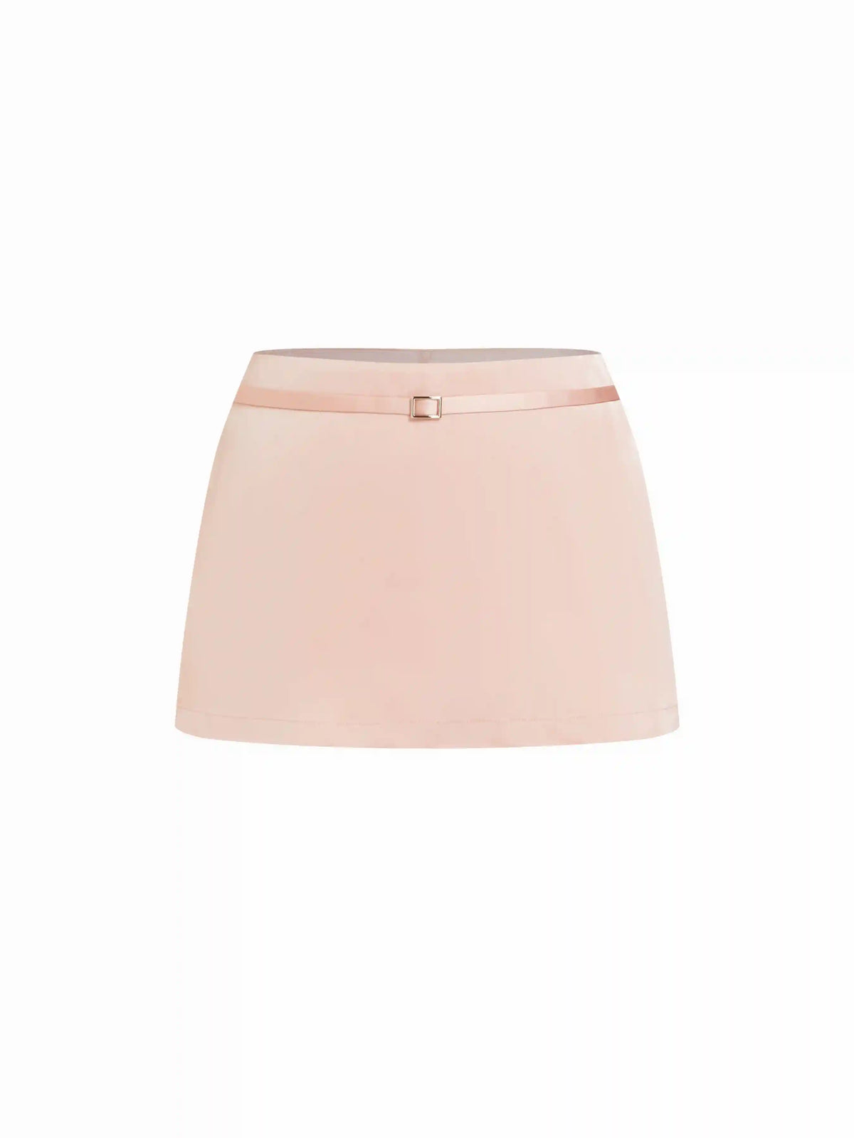 Satin Low Rise A-line Metal Detail Mini Skirt