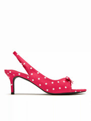 BOWKNOT DECOR POLKA DOT SLINGBACK SANDALS
