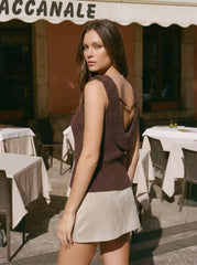 Knit Boat Neck Metal Detail Tank Top