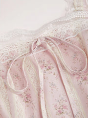 Cotton-blend Sculptural Sweetheart Ditsy Floral Lace Up Ruffled Maxi Dress