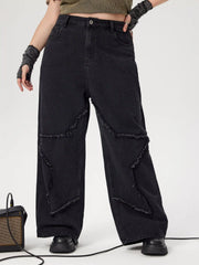Denim High Waist Star Pocket Wide Leg Jeans Curve & Plus