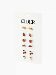 6 Pairs Fruit Shaped Stud Earrings Set