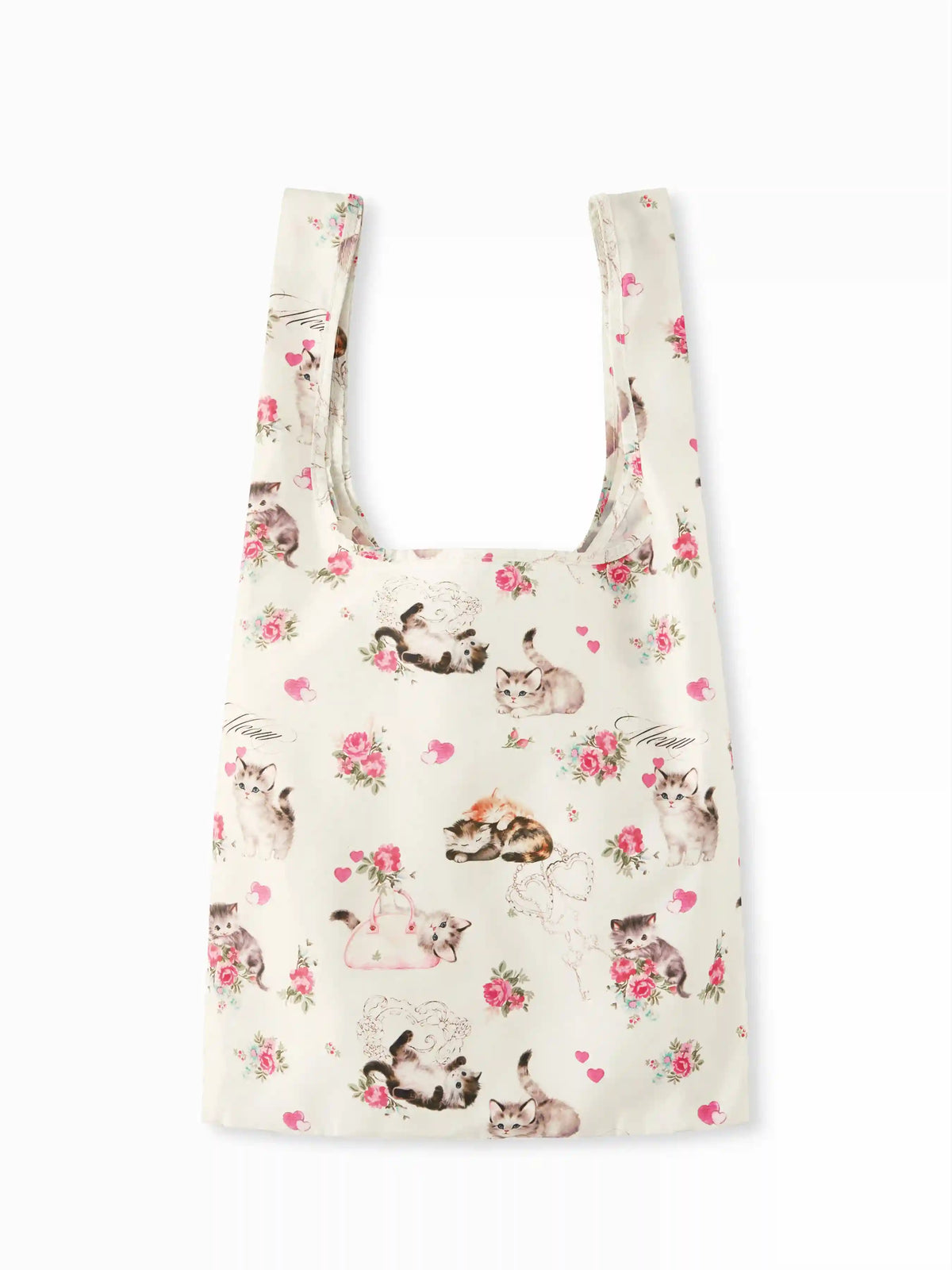 CAT & FLORAL GRAPHIC CARRYING BAG