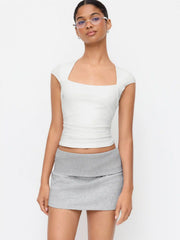 Cotton-blend Low Rise Bodycon Mini Skirt