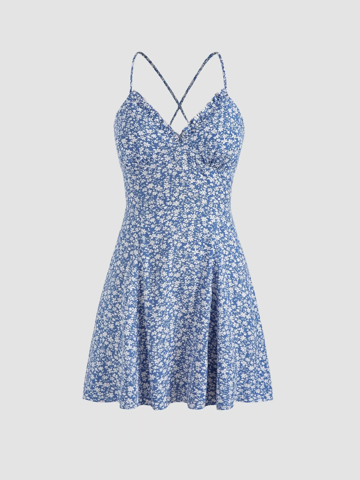Floral Lace Up Backless Mini Dress
