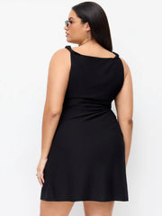 Boat Neck Twist Ruched Mini Dress Curve & Plus
