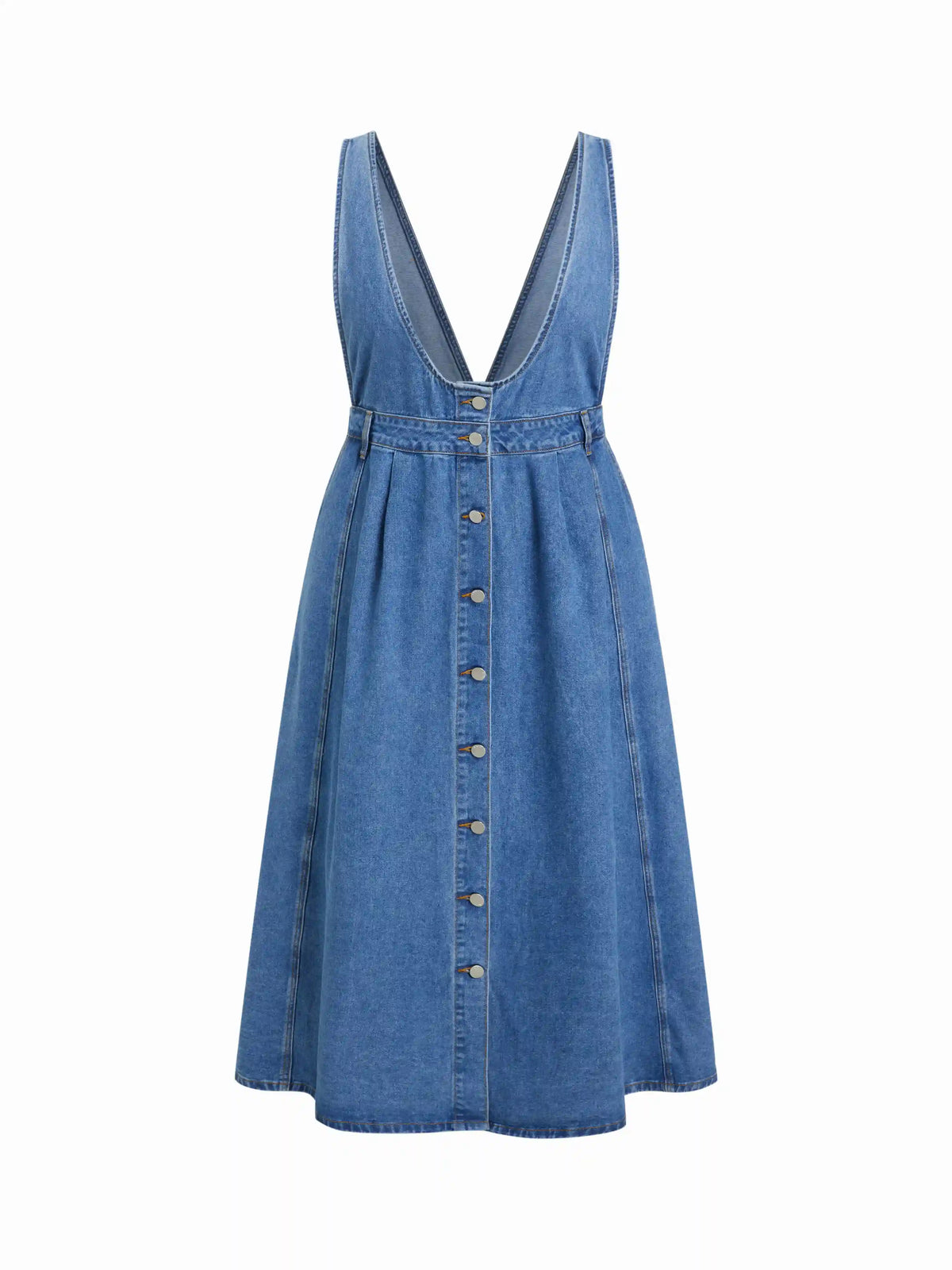 Denim Pinafore Metal Detail Maxi Dress Curve & Plus