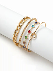 4 PCS HEART & TWIST & KNOT BRACELETS SET