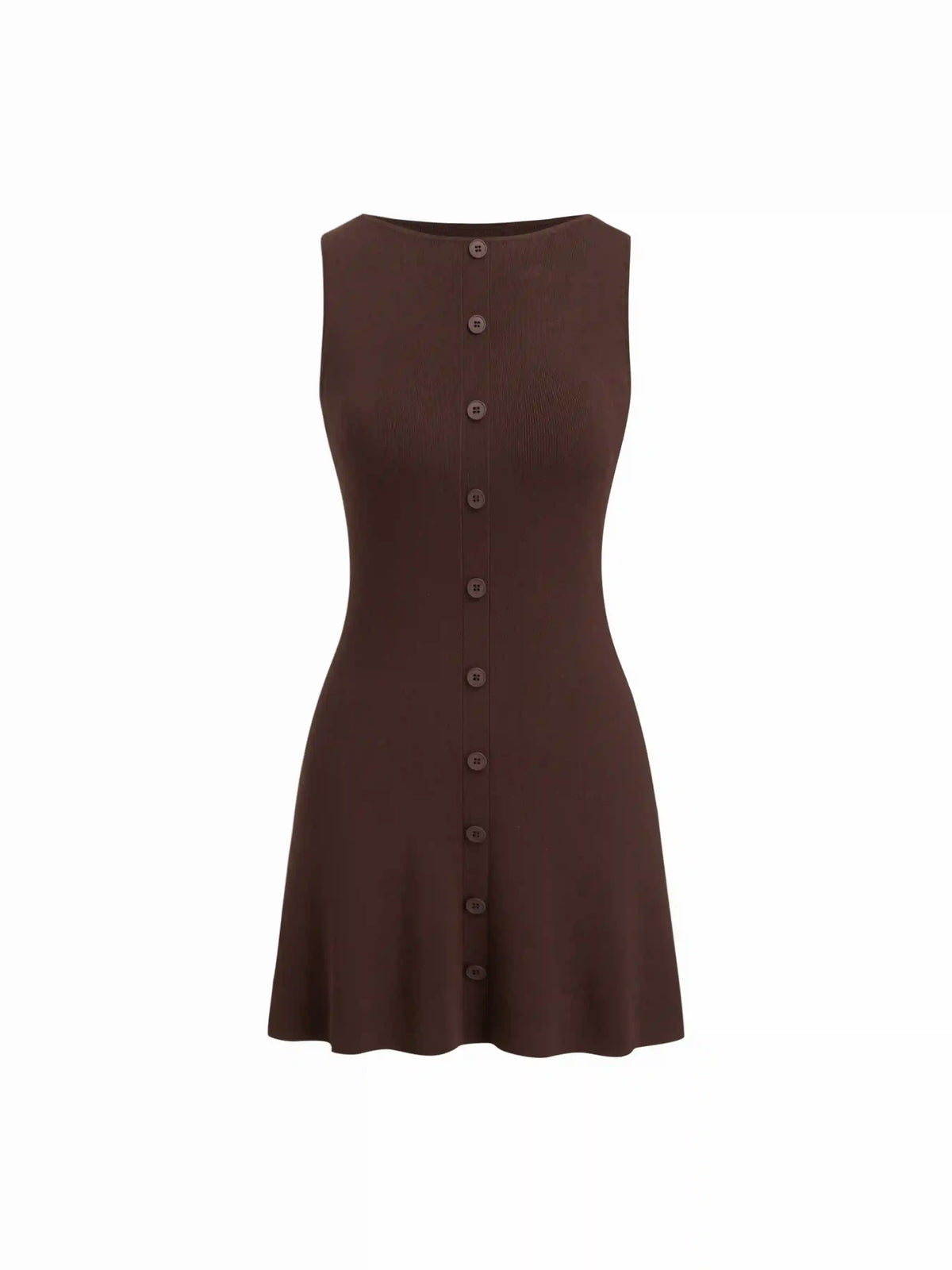 Knit Boat Neck Button Through Mini Dress