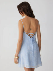 Jacquard Floral Square Neck Ruched A-line Mini Dress