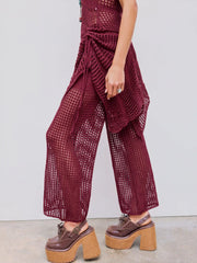 Mid Rise Solid Knitted Straight Leg Trousers