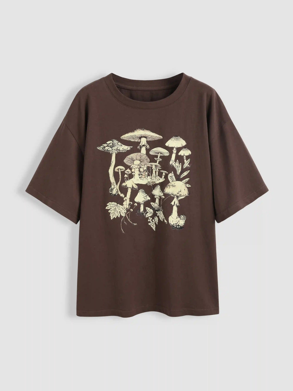 Jersey Round Neckline Mushroom Short Sleeve Top