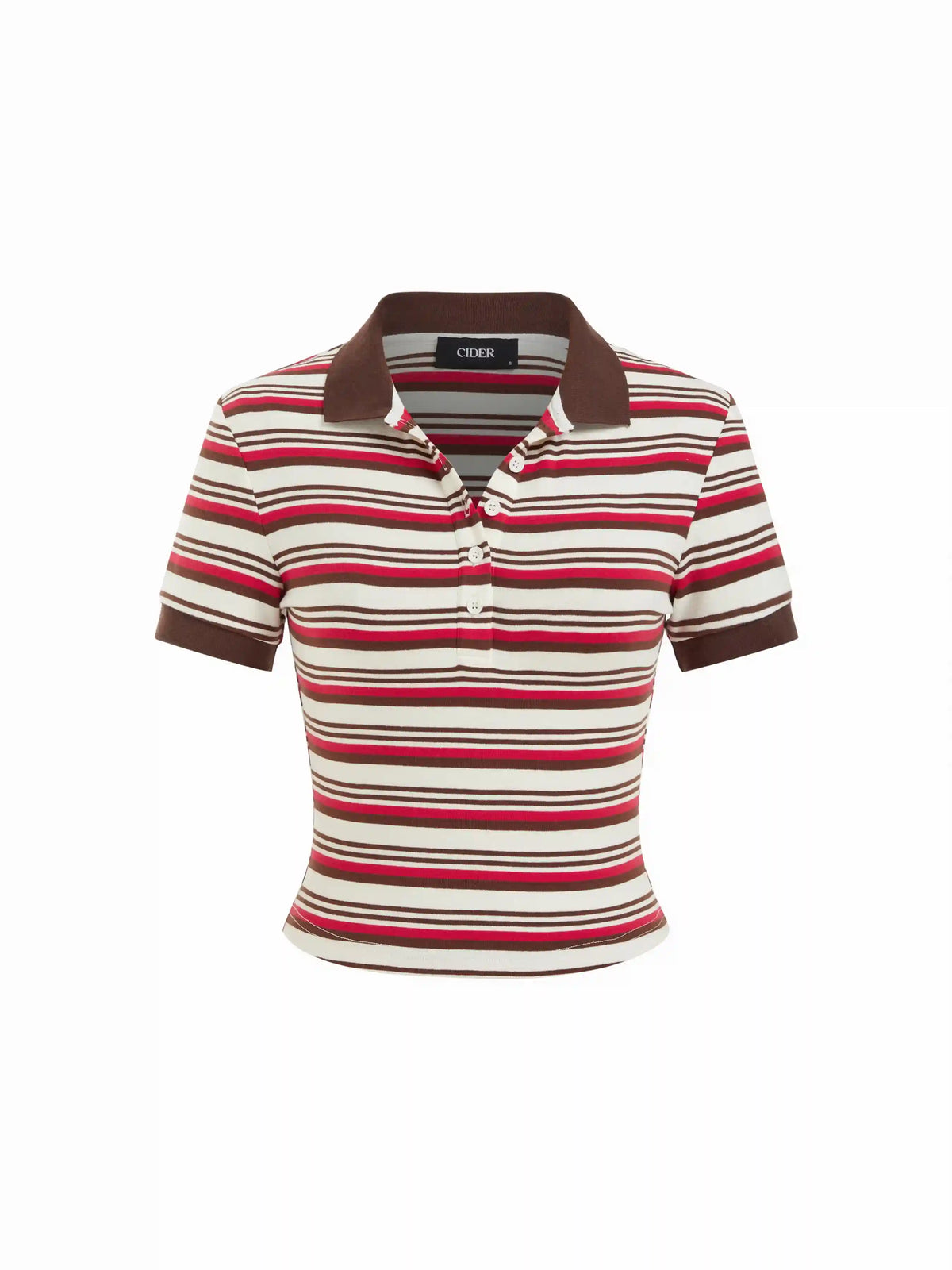 Cotton-blend Stripe Polo Neck Tee