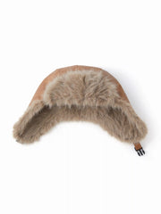 FAUX LEATHER FUZZY TRAPPER HAT